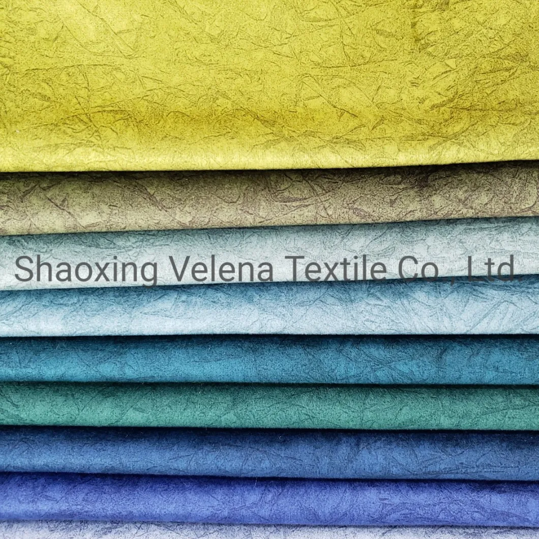 Holland Velvet Dyeing with Printing Home Textile Fabric 100% Polyester Upholstery Furniture Fabric for Sofa and Curtain China Factory