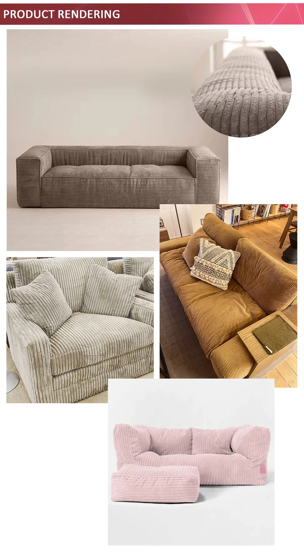 Recycle Decorative Soft New Corduroy Upholstery Polyester Sofa Fabric with Waterproof Easy Clean for Upholstery Furniture