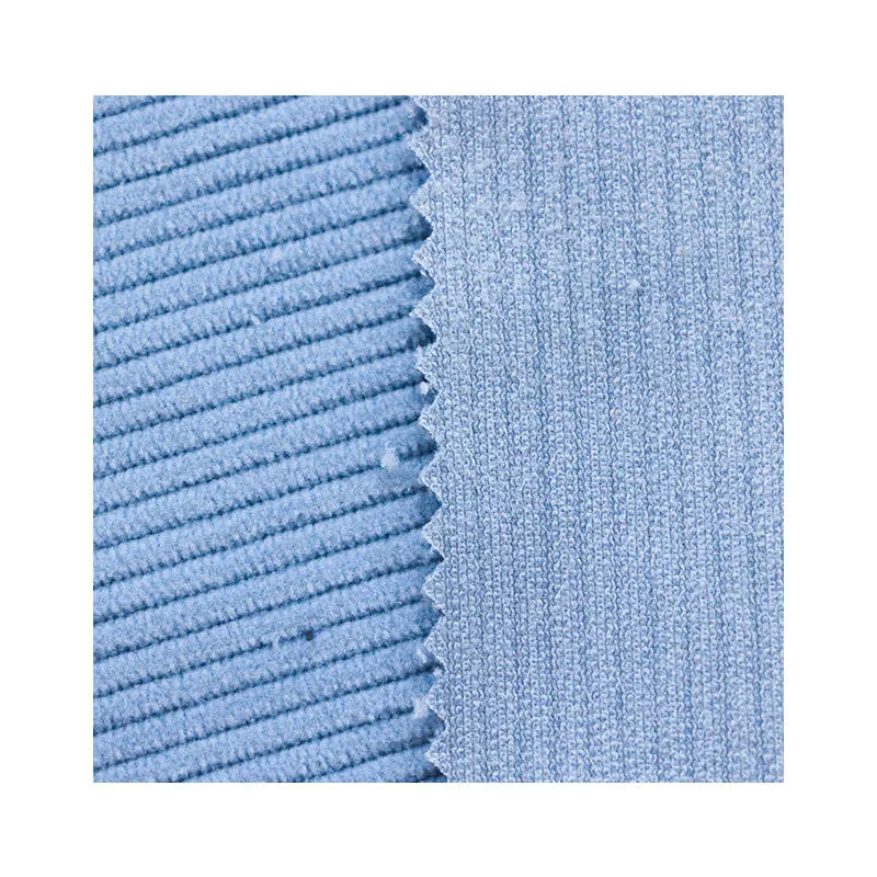 Skin Friendly Ice-Blue Corduroy Fabric 100%Polyester Flannel Fabric for Causal Pants