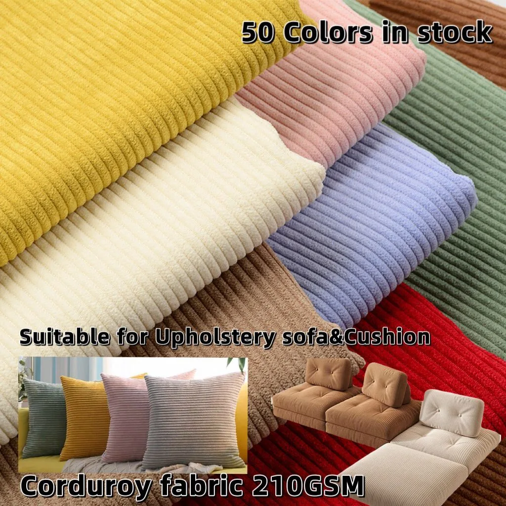 (50+colors in stock) Polyester Waterproof Corduroy Fabric 210GSM Upholstery Corduroy Fabric for Home Textile/Cushion/Sofa/Curtain