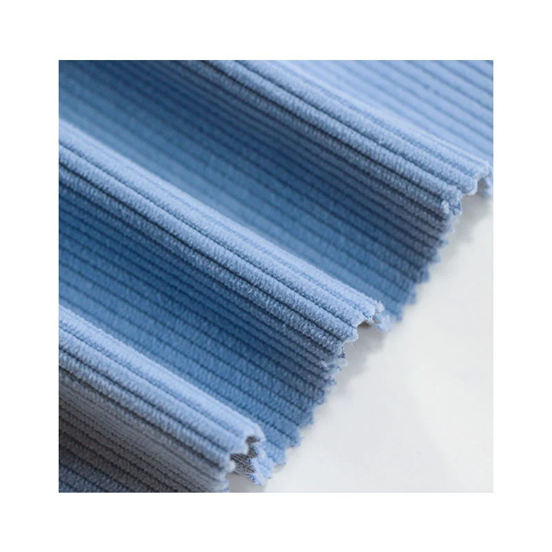 Skin Friendly Ice-Blue Corduroy Fabric 100%Polyester Flannel Fabric for Causal Pants