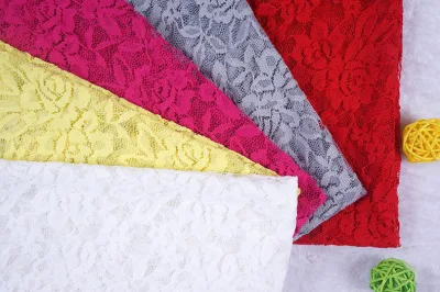 Broderie de gros de conception florale élastique tissu de dentelle de polyester pour le vêtement